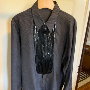 Sequin Placket Tuxedo Shirt